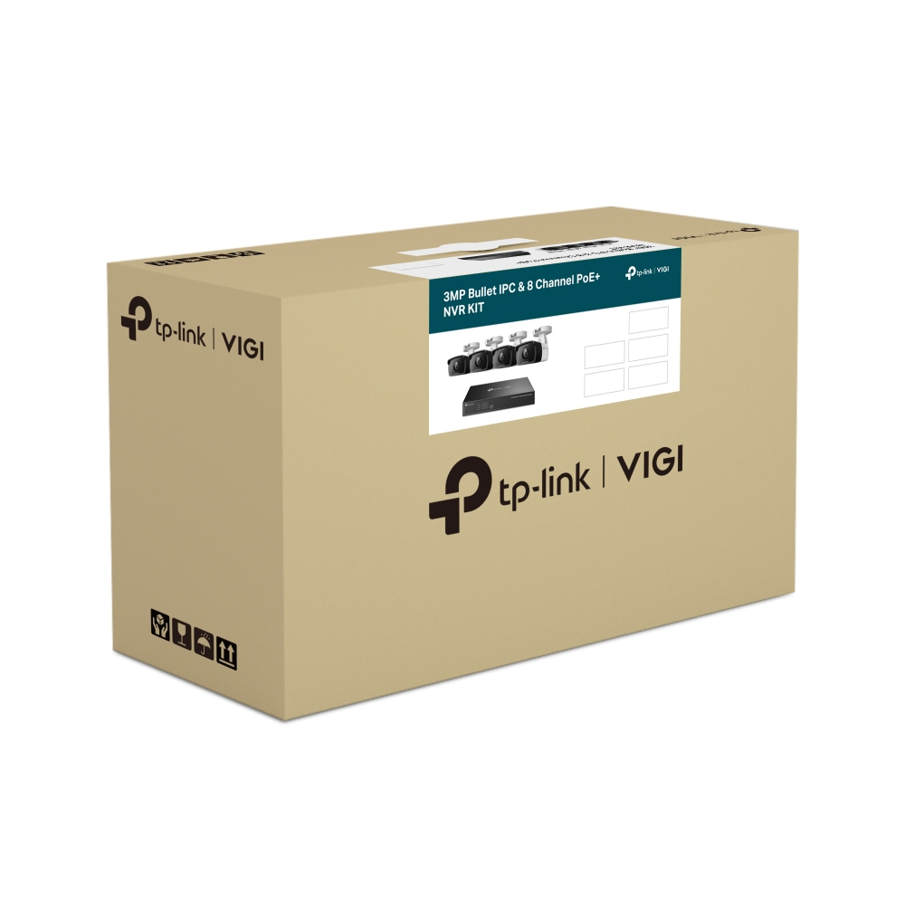 TP-Link  VIGI เซตกล้องวงจรปิด NK8P-B434I VIGI 3MP Bullet IPC & 8 Channel PoE+ NVR KIT