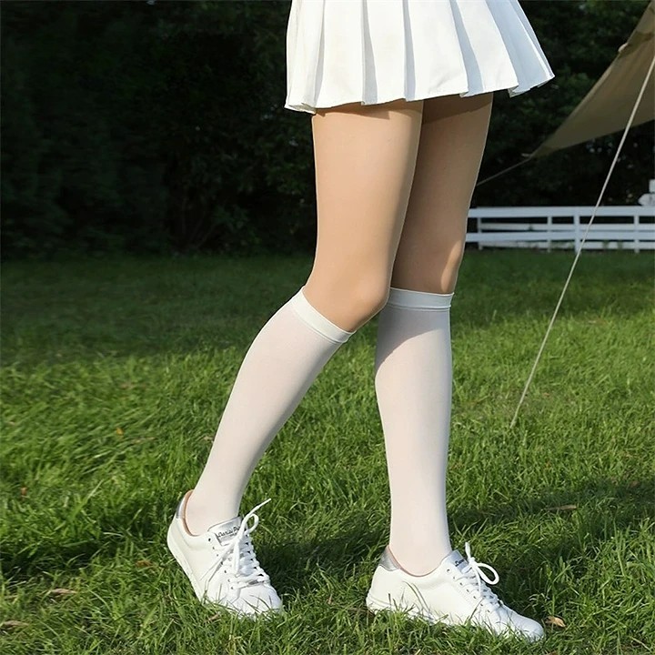 No.H6019 ถุงน่องเนื้อเนียนใต้เข่า ขาเนียน Sexy stripe stockings, Lace Top Stockings