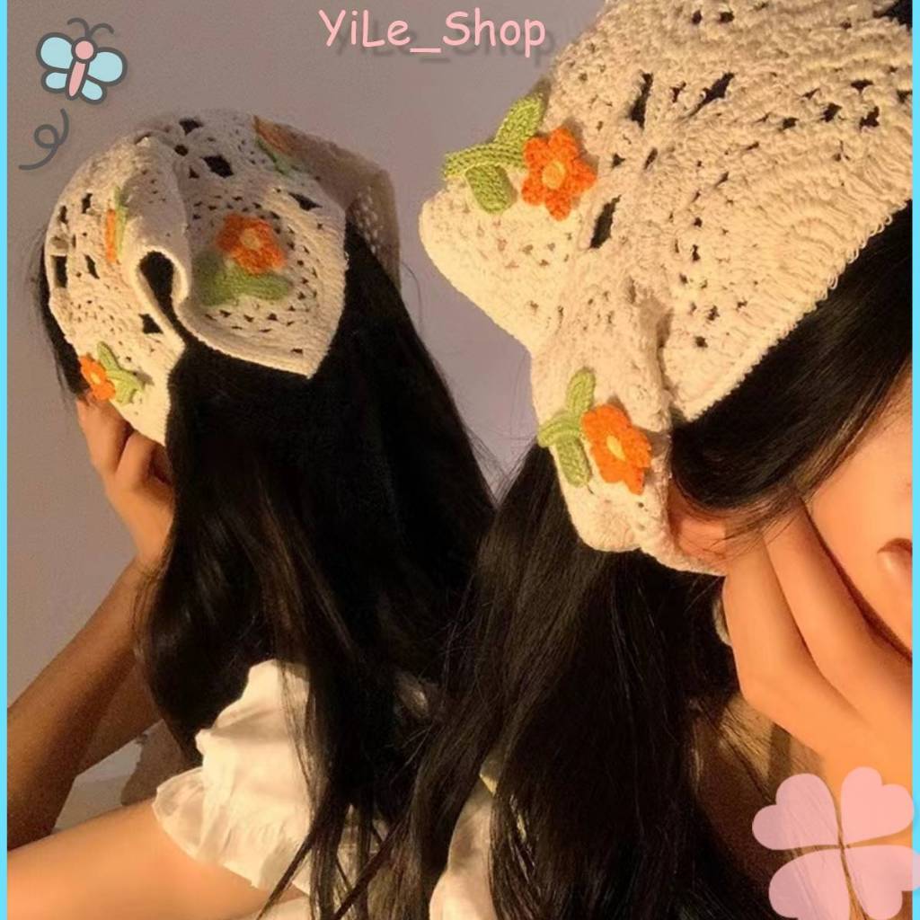 【COD พร้อมส่งจากไทย】INS เกาหลีหญิงหวาน แถบคาดศีรษะมีสไตล์  ผ้าโพกศีรษะสามเหลี่ยม ถ่ายรูปที่ชายหาด Y2K