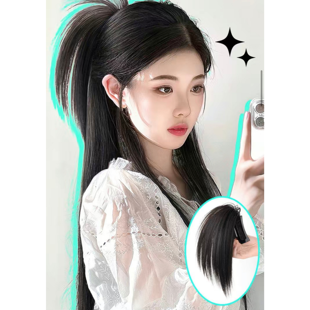 🔥พร้อมส่ง🔥วิกผมหางม้า  สําหรับผู้หญิง 30CMวิกผมหางม้าธรรมชาติ วิกผมตรงแบบหนีบ