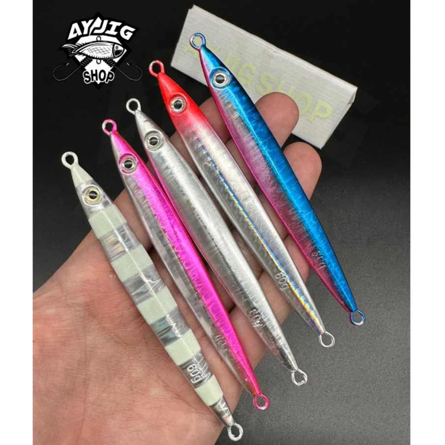 เหยื่อจิ๊ก [ ส่ง1-3วัน ] AY Jig [B1] มีขนาด 60-80กรัม มีสีต่างๆและสีม้าลาย ทรงเรียวยาวเบามือมากๆ