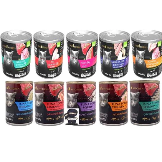 CATZ KITCHEN อาหารแมวกระป๋องในเยลลี่ ไม่เติมเกลือ ทำจากเนื้อปลาแท้ 400g*24กระป่อง