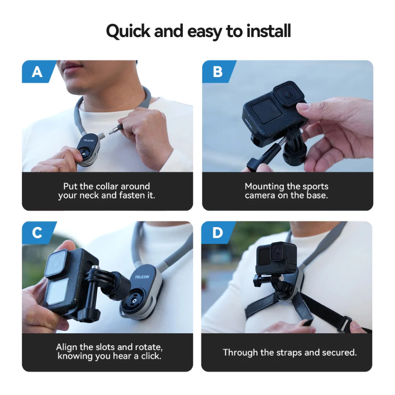 Telesin GoPro / DJI / Insta360 / Phone Neck Holder Mount สายคล้องคอแบบแม่เหล็ก thumbnail 7