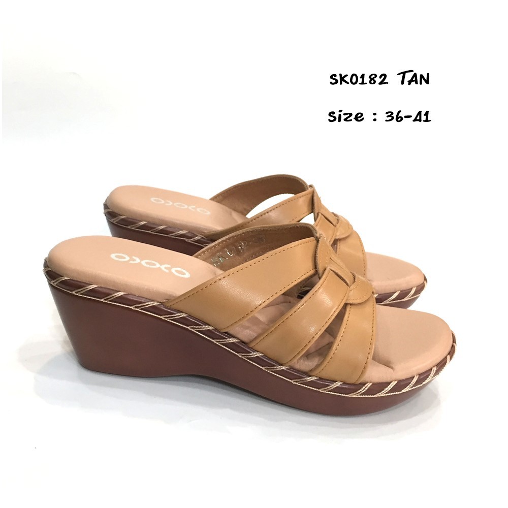 prettycomfort รองเท้าแตะ เพื่อสุขภาพ แฟชั่น หน้าสวม ส้นเตารีดเย็บเชือก สูง2นิ้ว นิ่มใส่สบาย SK0182 - รูปที่ 4