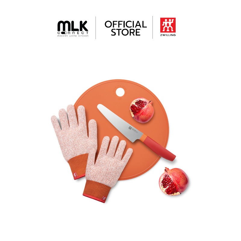 ZWILLING ชุดมีด เขียง และถุงมือ 3 ชิ้น สี Orange N54350403