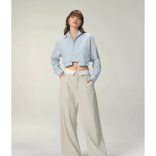 STUDIO UNKNOWN - Rome Fold Trousers กางเกงขาบานดีเทลพับขอบเอว