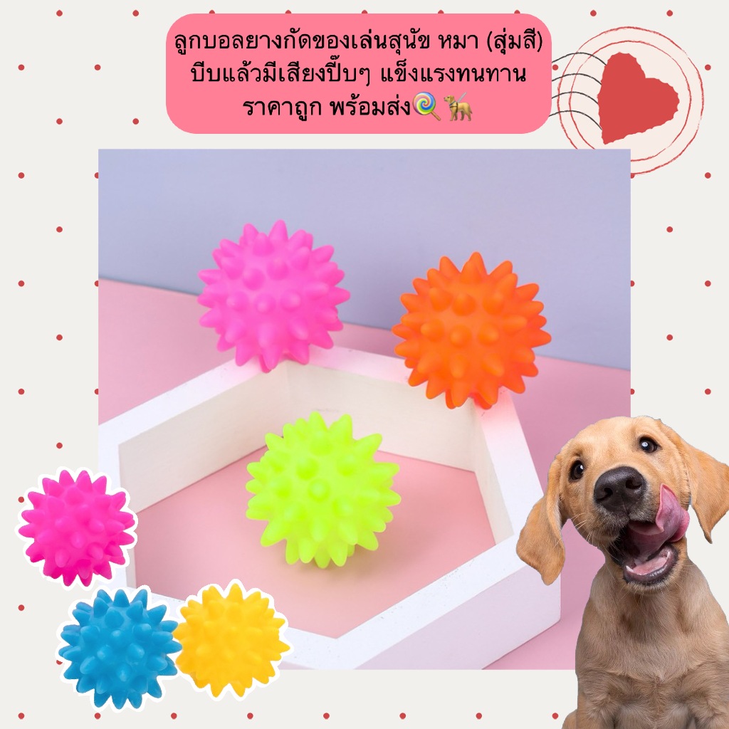 PP-1201 ลูกบอลยางกัดสำหรับสุนัข หมา (สุ่มสี) ของเล่นทนทาน บีบแล้วส่งเสียงปี๊บๆ เพิ่มความสนุก ราคาประหยัด พร้อมส่งทันที🍭🦮