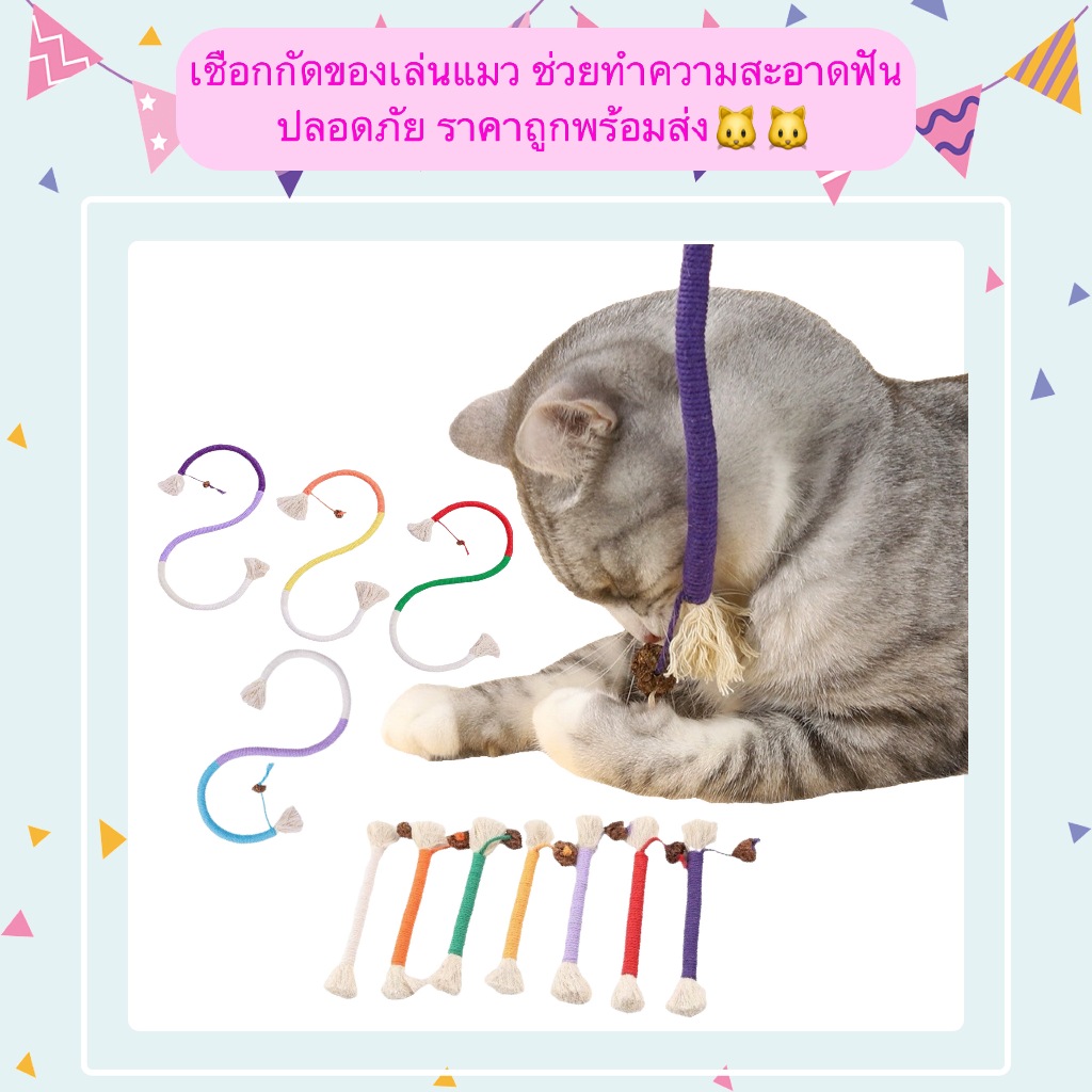AL-1203 เชือกกัดของเล่นแมว ช่วยทําความสะอาดฟัน ปลอดภัย ราคาถูกพร้อมส่ง