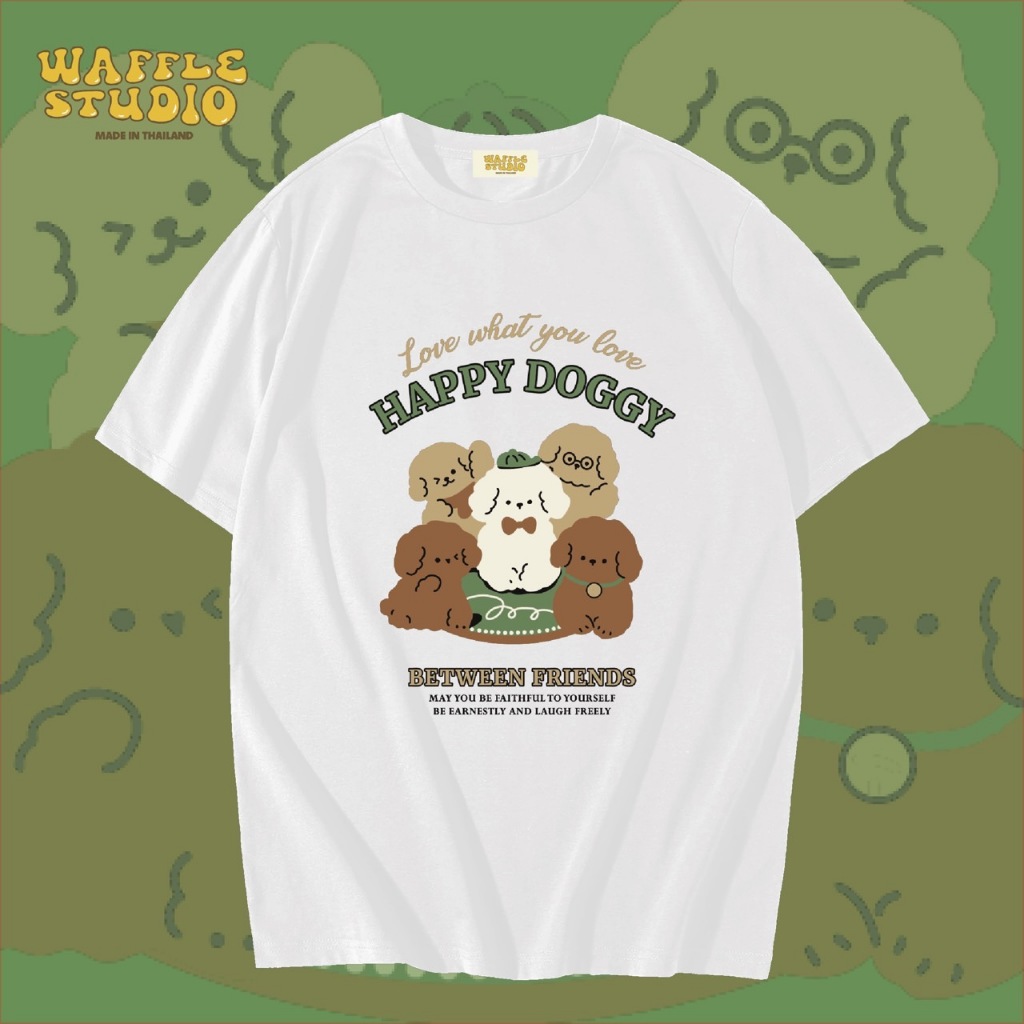 [ส่งฟรี ] WS0328 เสื้อยืดโอเวอร์ไซส์ เสื้อยืดเกาหลี ผ้าคอตตอน100% เสื้อยืด WAFFLE STUDIO