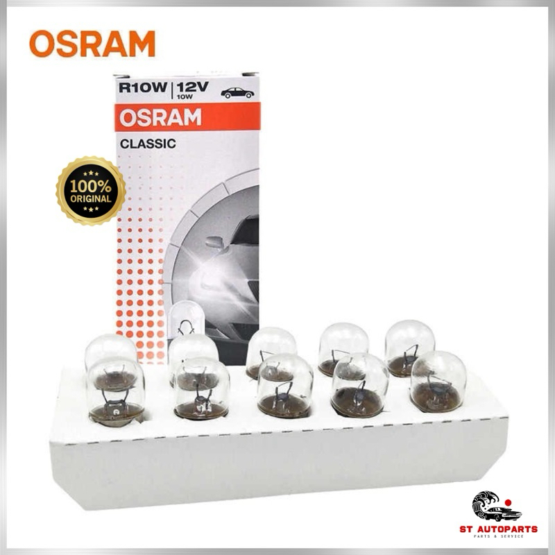 หลอดไฟรถยนต์ OSRAM R10W ขั้วหลอดแบบเขี้ยว 1 ไส้ 12v 10w มาตรฐานแท้ รหัส 5008