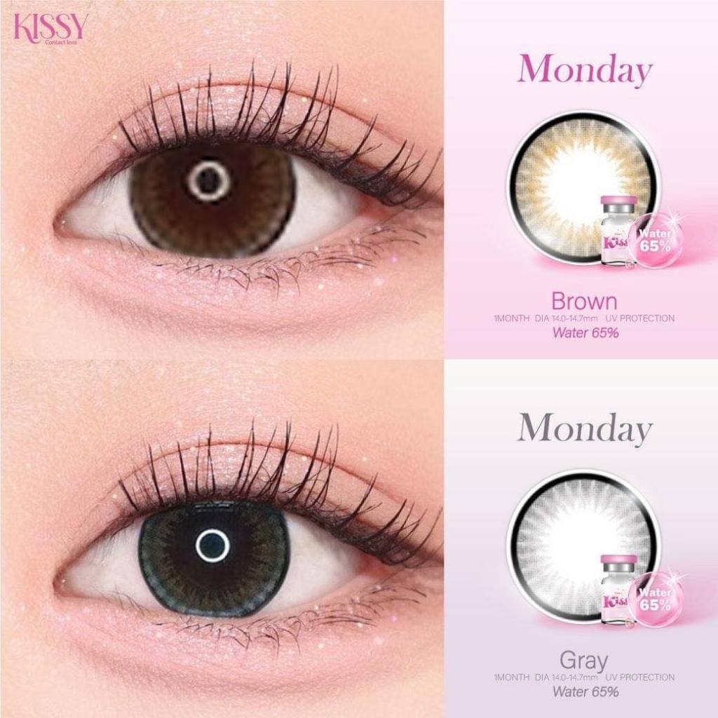 🔥คอนแทคเลนส์ 💗ขนาดบิ๊กอายโตมาก💗 Monday (Kissylens) สี : Brown / Gray / Black
