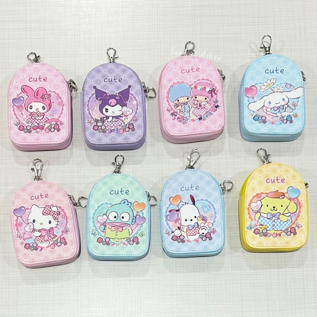 กระเป๋า ทรงสี่เหลี่ยม หนังPU ใส่เหรียญ ลายการ์ตูน พร้อมขอเกี่ยว