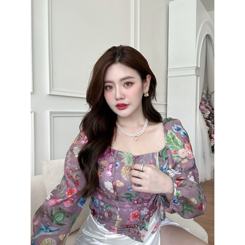 เสื้อครอปสวีทตี้สีขมพูตุ่นcoralpink