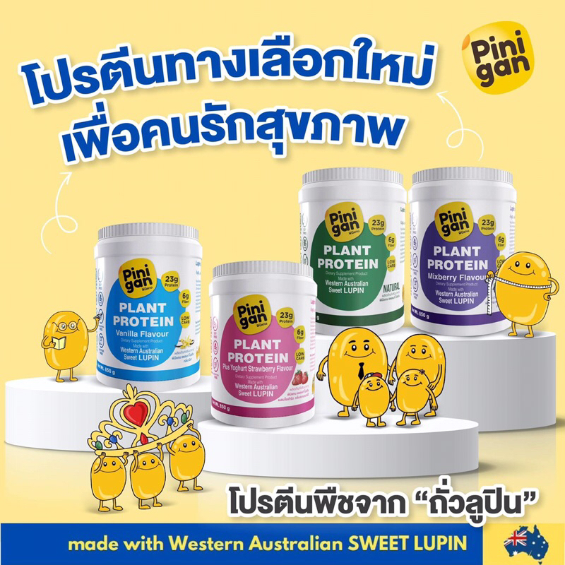 Pinigan Plant Protein โปรตีน สูตรธรรมชาติ สูตรบำรุงผิว สูตรลีน สูตรบำรุงสมอง ขนาด400กรัม