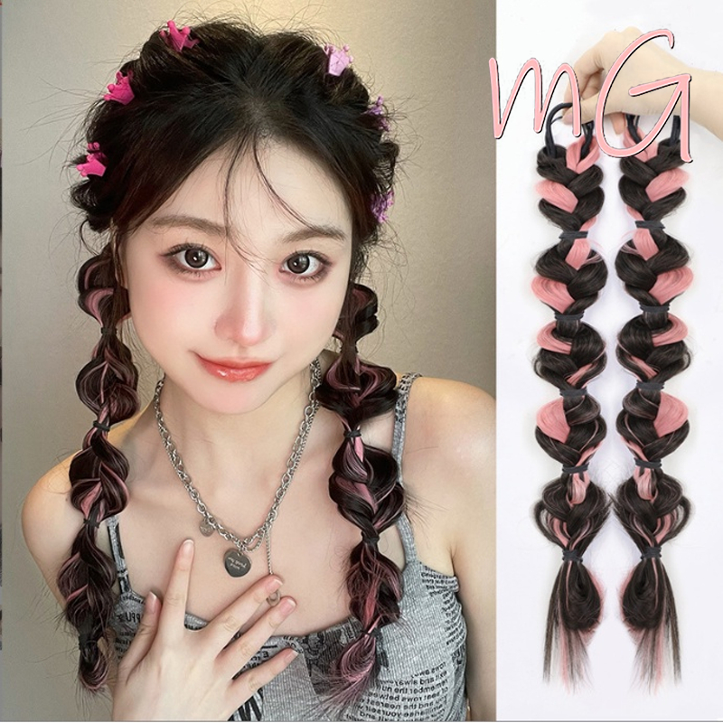 [ส่งจากกทม] My Girlวิกผมหางม้าแฟชั่นเกาหลี วิกผมถักเปียเกาหลีสีสันสดใส อุปกรณ์ผมหญิง ผมหางม้า อุปกรณ์ผมสูงคู่ถักเปีย