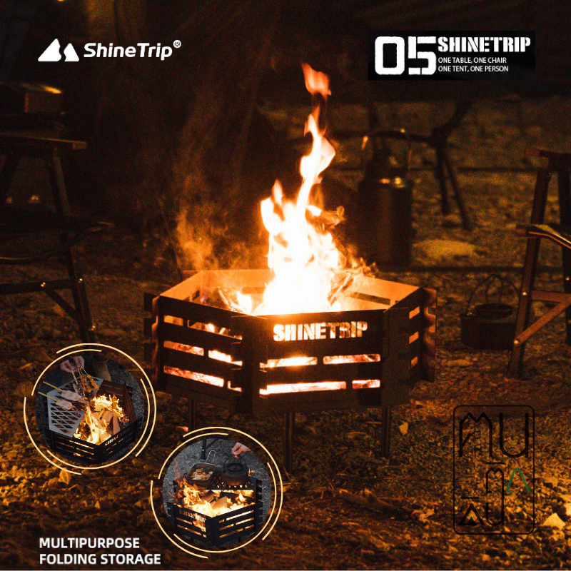 พร้อมส่ง เตากองไฟแคมป์ปิ้ง Shinetrip เตาปิ้งย่างBBQ เเสตนเลส แบบพกพา พร้อมถุงจัดเก็บ