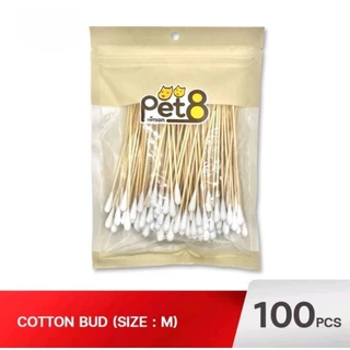 Pet8 คัตตอนบัต สุนัข,แมว สัตว์เลี้ยงก้านสำลีพันไม้ยาว100 ชิ้น