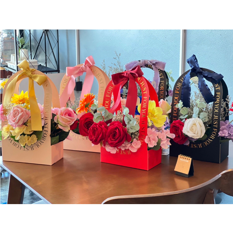 DIY ถุงกระดาษดอกไม้ ใส่ดอกไม้ เป็นของขวัญ ของชำรวย สำหรับตกแต่ง (ไม่มีดอกไม้)