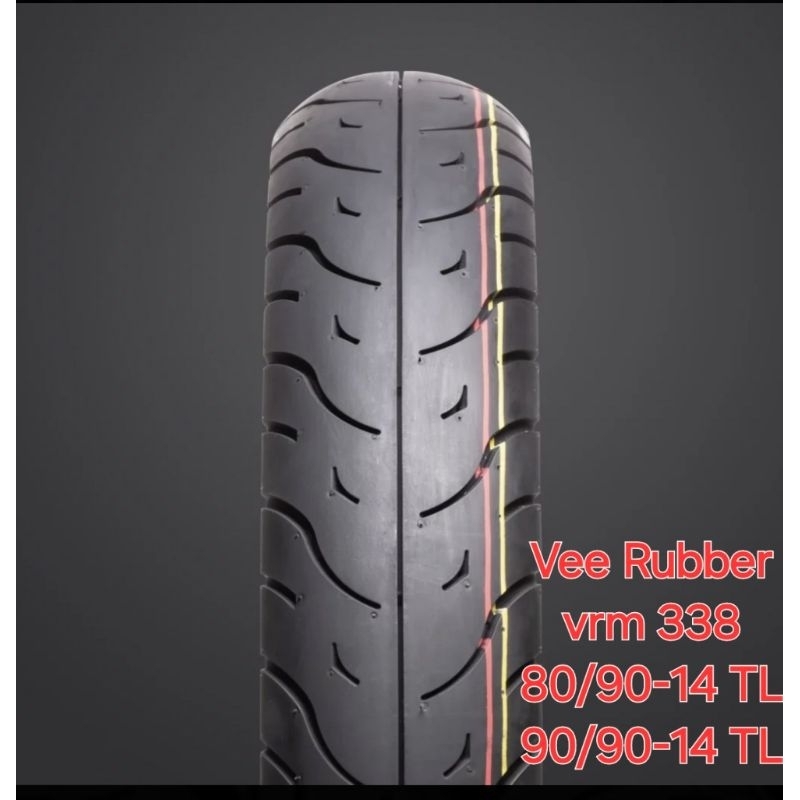 ยางนอกมอเตอร์ไซส์ Vee Rubber vrm 338 80/90-14 TL , 90/90-14 TL ยางแบบไม่ใช้ยางใน