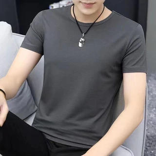 meimeishop เสื้อยืดคอกลมแขนสั้น เสื้อยืดสีล้วน เสื้อผู้ชาย（ สีขาวสีดำ）รหัสce001