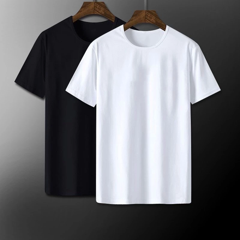 meimeishop เสื้อยืดคอกลมแขนสั้น เสื้อยืดสีล้วน เสื้อผู้ชาย( สีขาวสีดำ)รหัสce001