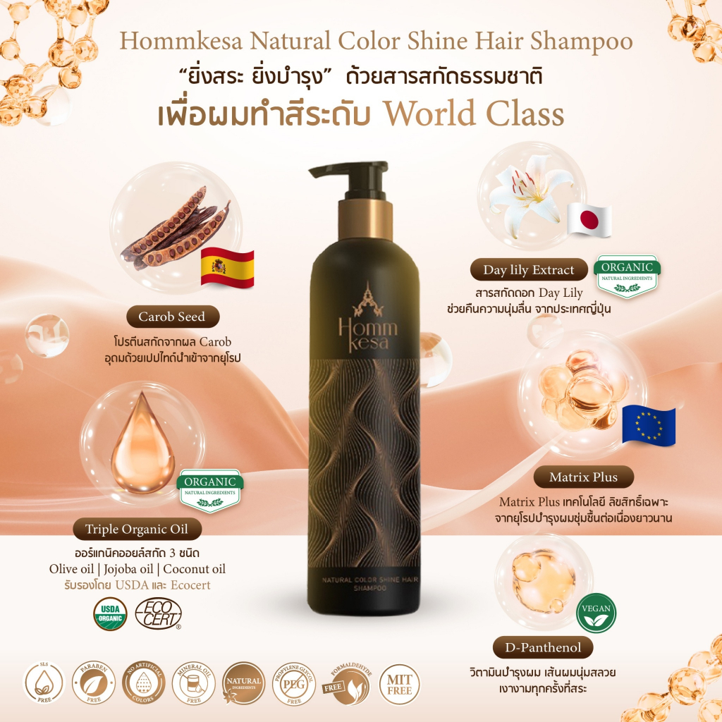 แชมพูlสระบำรุง สูตรเฉพาะหอมเกศ(ขนาด340ml.)