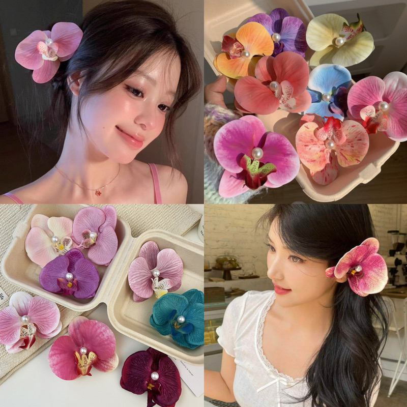 ในไทย💖กิ๊บติดผมดอกไม้ผีเสื้อกล้วยไม้ดอกไม้จําลองน่ารักสไตล์เกาหลีฤดูร้อนวันหยุดชายหาดเครื่องประดับผมสําหรับผู