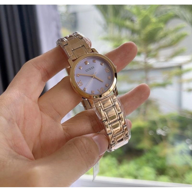 🌻หน้าปัดสีชมพู ตัวเลขโรมัน ✨ นาฬิกา Guess GW0532L3 MELODY Rosegold