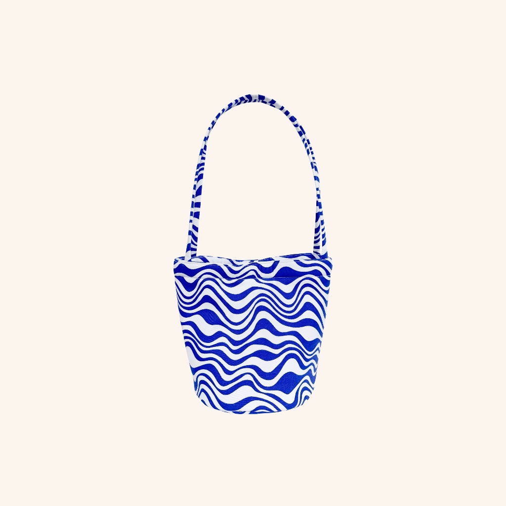 Himawari Baggu Cobalt Wave Bucket Bag