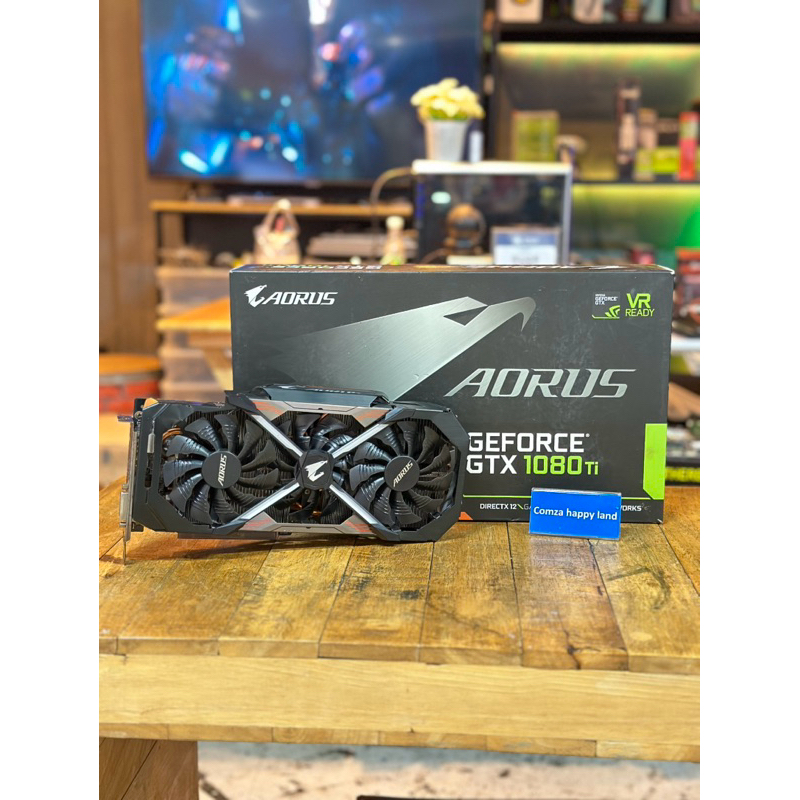 GTX1080ti 11gb oc Aorus 3พัดลม ไฟRGB ต่อไฟเลี้ยง 8+8pin การ์ดจอมือสอง