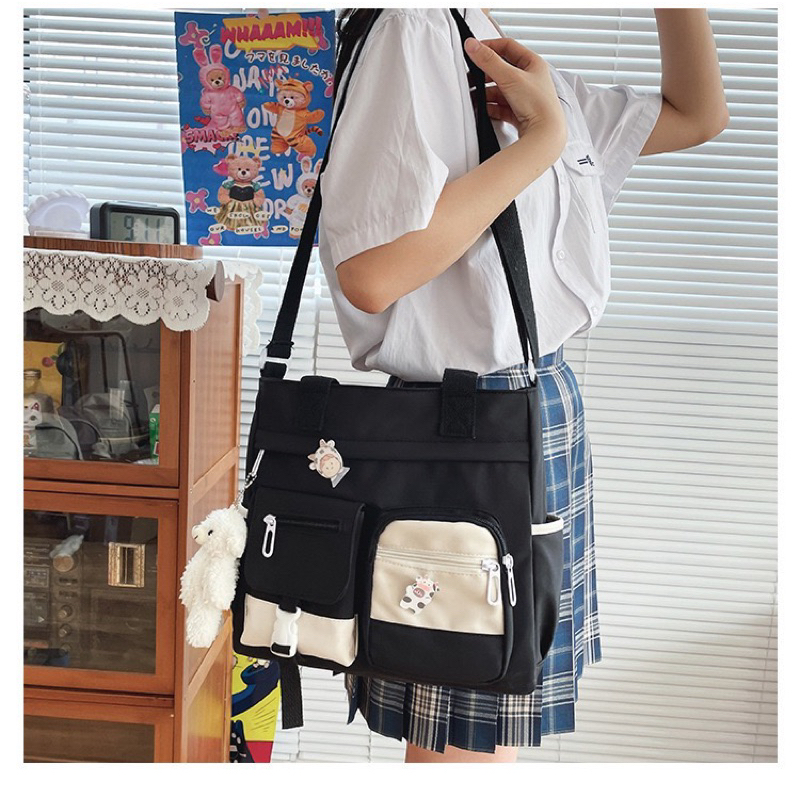 กระเป๋าสะพายไหล่ กระเป๋าถือ ขนาดใหญ่ จุของได้เยอะ เข้ากับทุกการแต่งกาย สําหรับผู้หญิง และนักเรียน（ไม่มีจี้）#8870-5 - รูปที่ 5