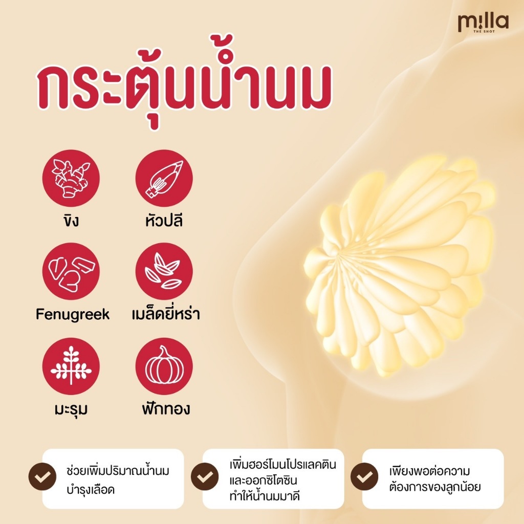 Milla The Shot (มิลล่า เดอะช็อต) 10g อาหารเสริมสำหรับคุณแม่ให้นมรูปแบบน้ำ ฟื้นฟูแม่หลังคลอด - รูปที่ 2