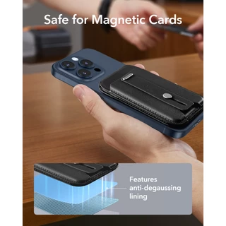 ESR ที่ใส่บัตรติดหลังมือถือแบบตั้งได้ รุ่น HaloLock Vegan Leather Wallet Stand with Finger Loop