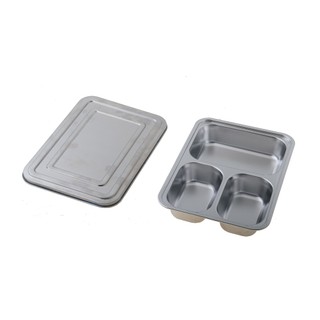 ถาดหลุม สแตนเลส sus 304 ขนาด 3 ช่อง ขนาด 17x24x4 cm พร้อมฝาปิดสแตนเลส กันแมลง
