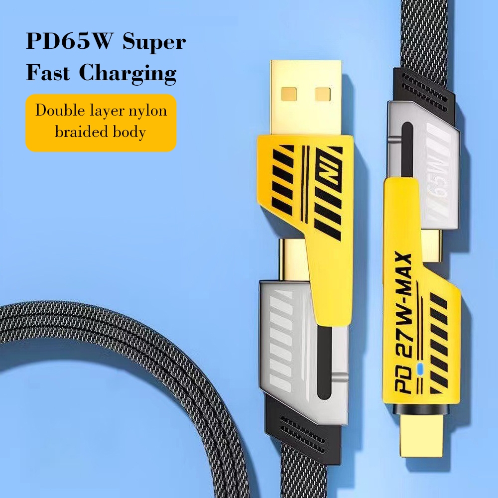 🔥ส่งจากไทย🔥สายชาร์จข้อมูลความเร็วสูงพิเศษ PD27W 65W แบบสี่ในหนึ่งเดียว เหมาะสำหรับ Apple, Huawei และ Android