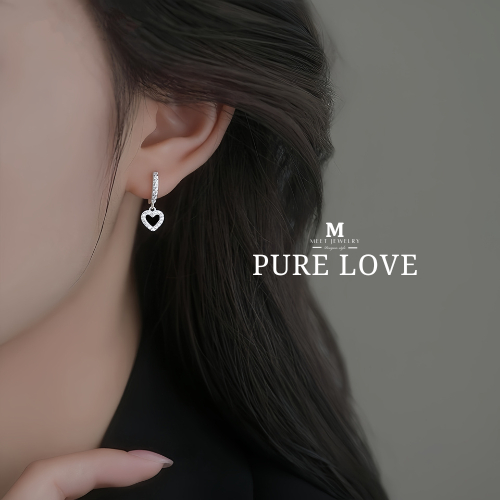 MEET💕ต่างหูเงิน ตุ้มหูเพชร Pure love ต่างหูรูปหัวใจ ต่างหูแฟชั่น ต่างหูเพชร ตุ้มหูเงิน ต่างหูเก๋ๆ