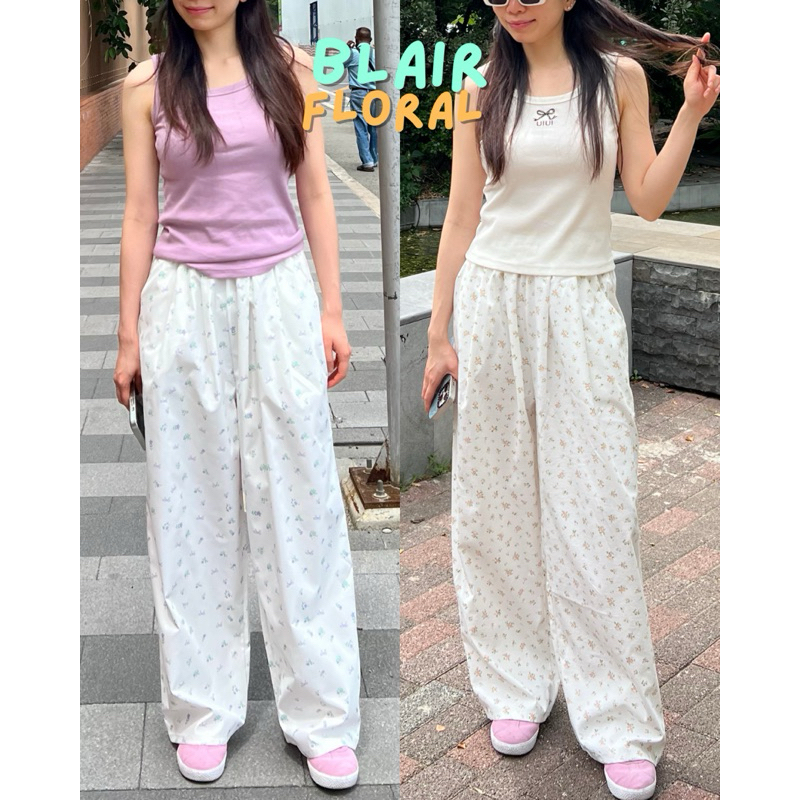 UIUI | BLAIR FLORAL PANT กางเกงลายดอกไม้ ลานโบว์ ชมพู ม่วง