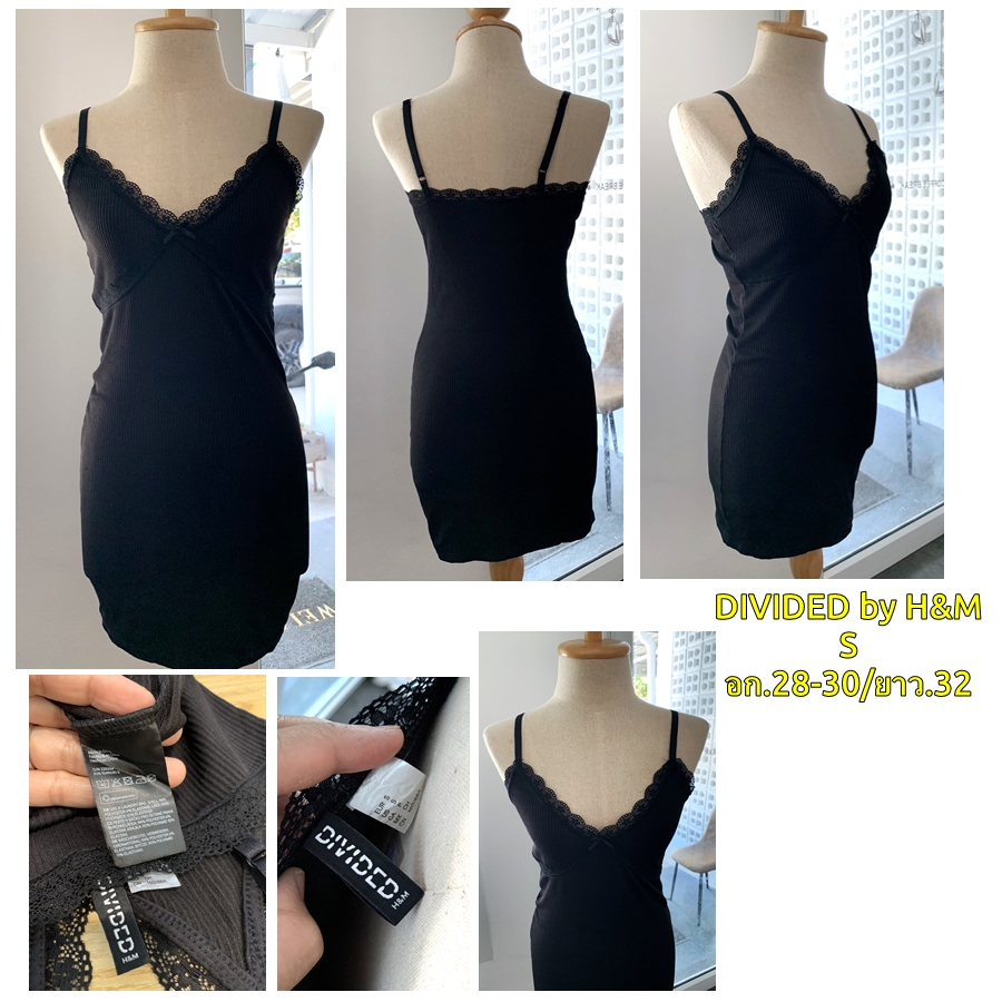 ชุดเดรสสายเดี่ยวสีดำ DIVIDED by  H&M ไซส์ S อก.ยืดได้ 28-30 / ยาว.32 มือ 2