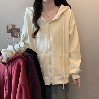 ยอดนิยมในเกาหลี  เสื้อกันหนาวมีฮู้ด  คาร์ดิแกนซิปแขนยาว M-2X…