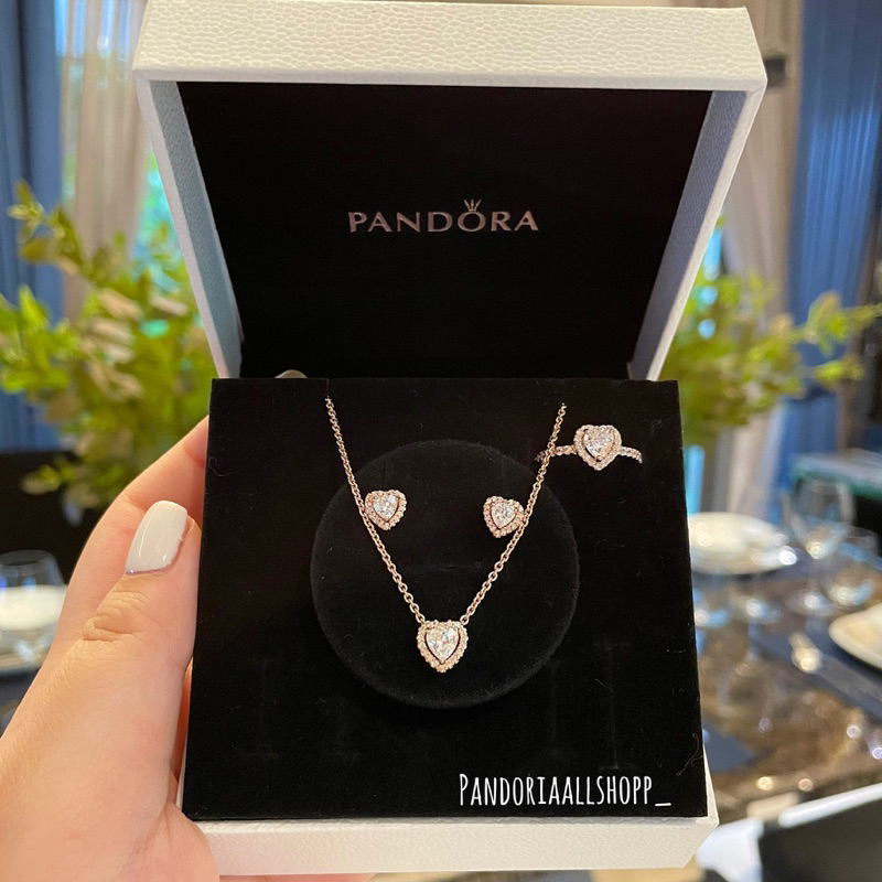 (ของแท้100%)แถมกล่อง Pandora  rose  earrings ต่างหูหัวใจโรส (เฉพาะต่างหู)