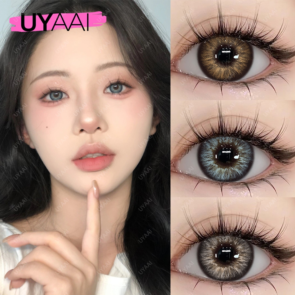 2PCS/1Pair คอนแทคเลนส์สี มีค่าสายตา 0.00~-6.00 OMG รายเดือน ชุดคอนแทคเลนส์ รายเดือน ปริมาณน้ำ 42% Contact Lens 14.0mm