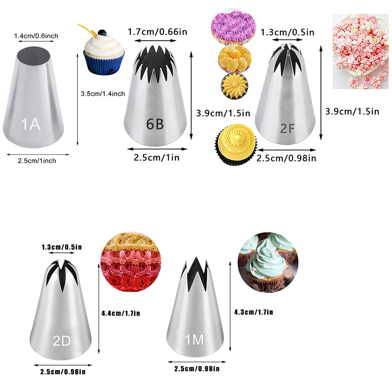 🩵1688🩵หัวบีบครีม เซทหัวบีบใหญ่  5 หัว  (2D/1M/2A/2F/6B) พร้อมส่งในไทย แพ็คให้อย่างดี