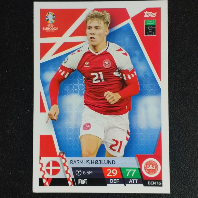 (ทีม DEN) การ์ดฟุตบอล ยูโร 2024 แมตช์แอทแทค ใบเบส ( BASE TOPPS EURO 2024 MATCH ATTAX SOCCER CARD )