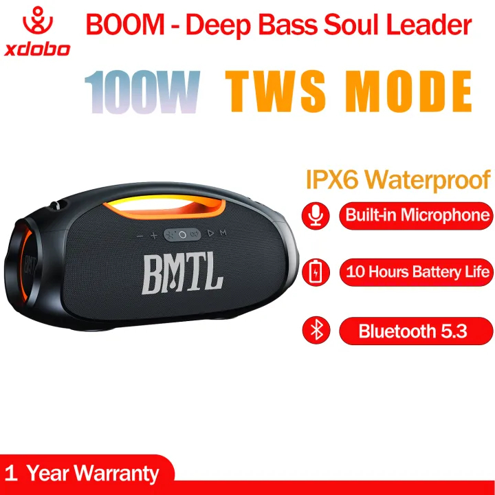 Xdobo Boom100W ไร้สายบลูทู ธ 5.3 ลำโพงแบบพกพาที่มีกำลังสูง TWS ลำโพงในร่มและกลางแจ้ง