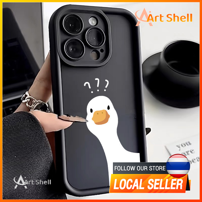 🔥ส่งจากไทย🔥เคส iphone 7P 8P 11 13 14 Pro Max กล้องป้องกันมิตรกับสิ่งแวดล้อมกันกระแทกดอก ห่านโง่