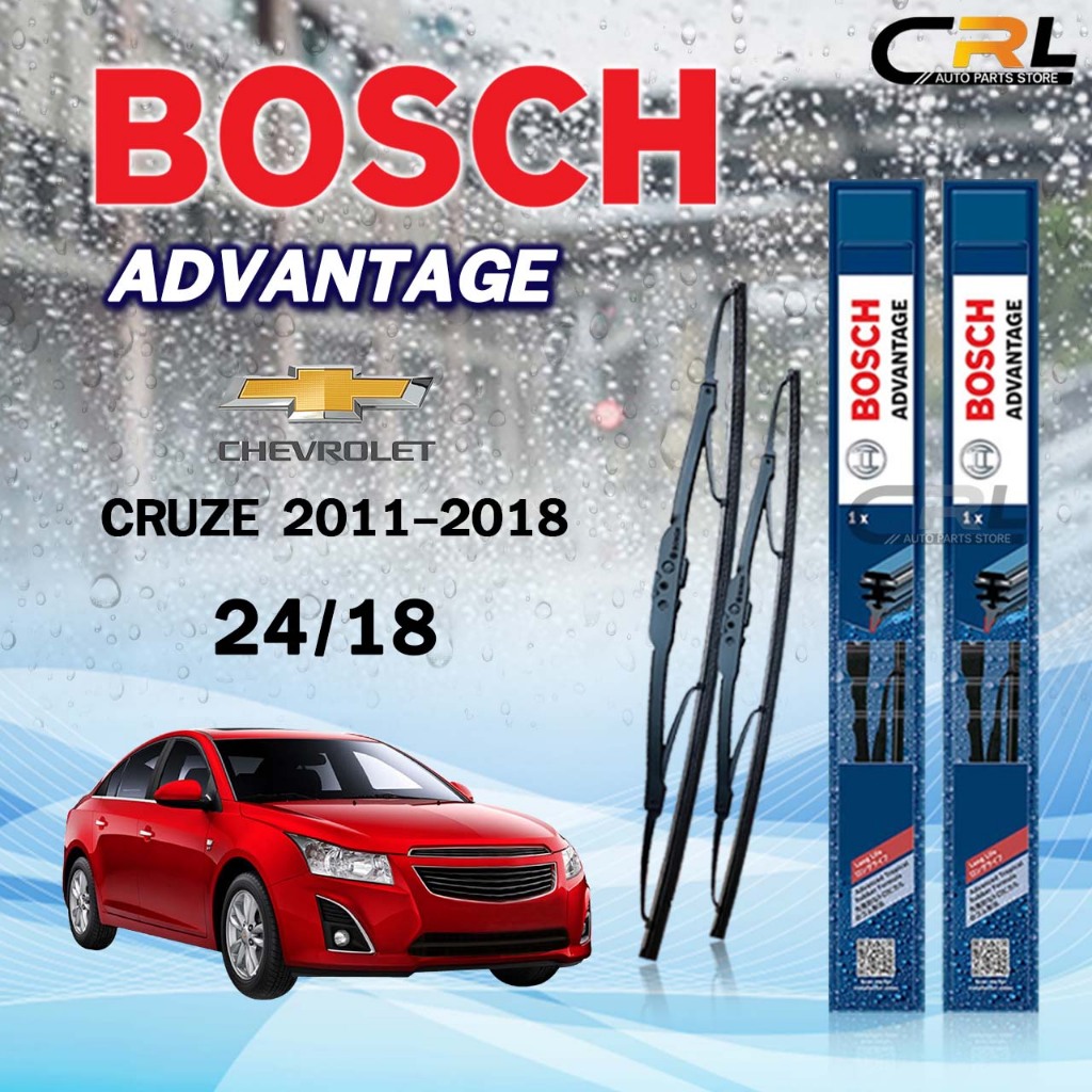 BOSCH ใบปัดน้ำฝน แบบก้านเหล็ก แบบคู่ 24/18 CHEVROLET CRUZE ปี 2011-2018 เชฟโรเลต ครูซ รุ่น ADVANTAGE
