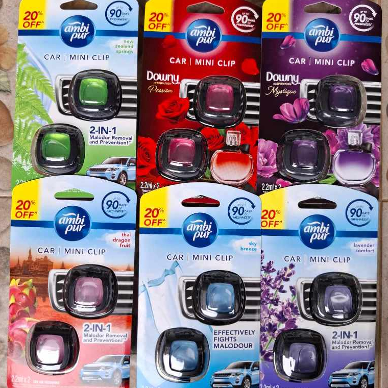 แพ็คคู่ ambipur car mini clip 2.2 ml  น้ำหอมติดรถยนต์