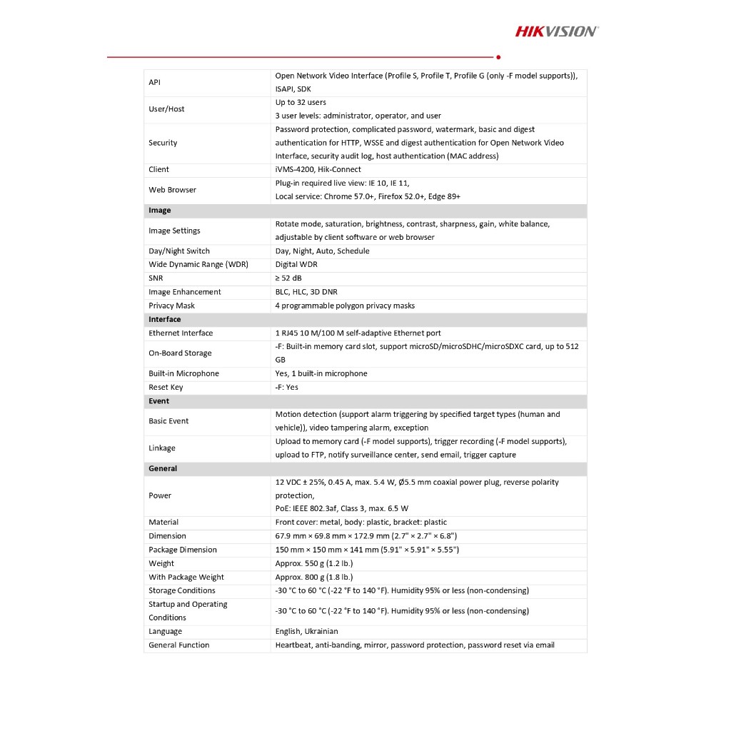 Hikvision กล้องวงจรปิด 2MP ColorVu มีไมค์ในตัว ไม่มีช่องใส่เมม รุ่น DS-2CD1027G2H-LIU เลนส์ 2.8mm