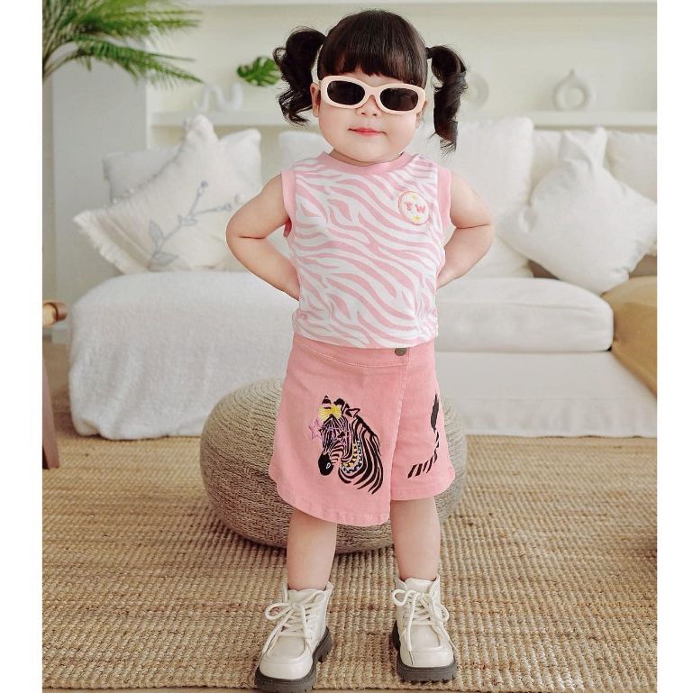 TW Baby เสื้อพร้อมกระโปรง เด็กผู้หญิง ลายม้าลาย