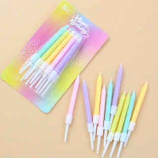 เทียนวันเกิด รุ่นเกลียวสั้น แพค10เล่ม (สีหวานใหม่)